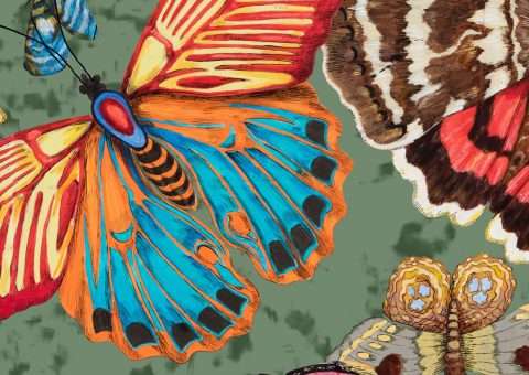 Thomas Gatzemeier Flatterzeug auf grünem Grund 2017 Detail 1