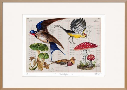 Waldvögel ist eine farbenfrohe Grafik von Thomas Gatzemeier