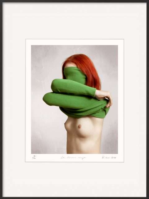 Rothaariger halbakt auf grün