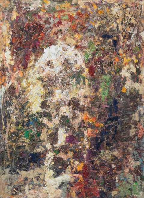 Ein Gemälde von Thomas Gatzemeier Kopf aus dem Jahr 2002 abstrakt Öl auf Leinwand