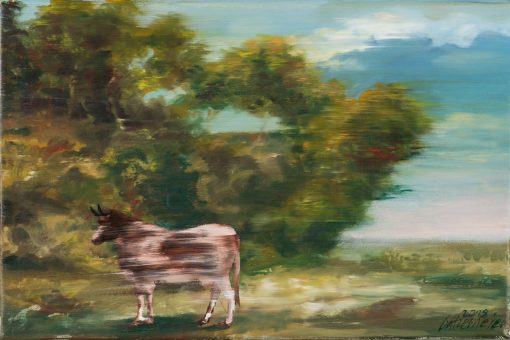 Gatzemeier Kuh in einer Böcklinschen Zeigt eine Kuh in einer Landschaft mit Bäumen