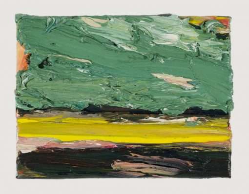 Landschaft mit gelben Sonnenuntergang