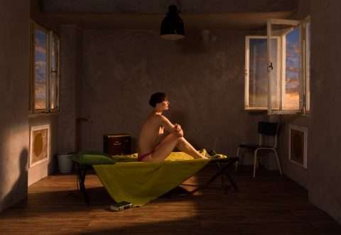 Horst Kistner Postkarte Thinking of Edward ist eine Hymne auf Edward Hopper dem Meister der melancholischen Kunst.