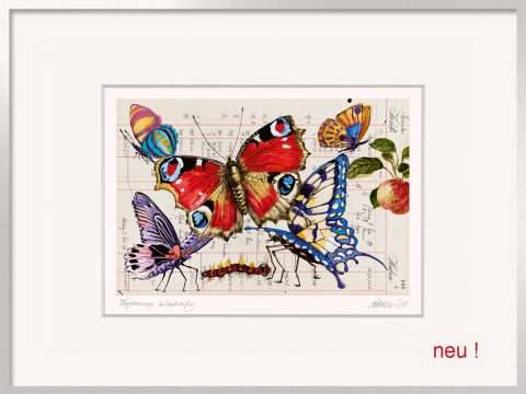 Thomas Gatzemeier Tagpfauenauge im Landeanflug ist eine neue Grafik des Künstlers in Shop der Galerie Soll und Haben Leipzig.