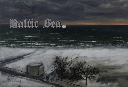 Das Detail 3 von Thomas Gatzemeier Baltic Sea 1 Gemälde als Pigmentdruck zeigt den Schneebedeckten Strand von Warnemünde.