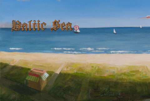 Thomas Gatzemeier Baltic Sea 9 in einer Detailaufnahme mit einer Strandhütte am Warnemünder Strand.