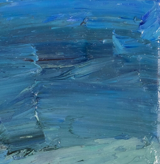 Harter Horizont Torsten Ueschner ist im Detail betrachtet lediglich eine pastos gemalte Farbfläche. Die einzelnen Segmente des Gemäldes fügen sich zu einer Landschaft.