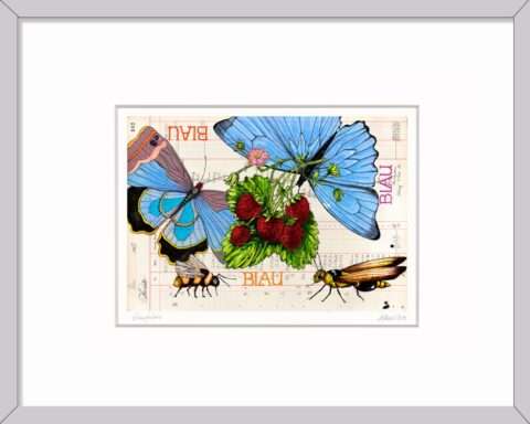 Unsere Kleinen Kunst Geschenke wie der Blaufalter von Thomas Gatzemeier mit einem Rahmen in Hellgrau sind echte Kunst weil vom Künstler signiert. Und dies zu einem unschlagbaren Preis.