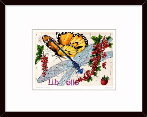 Das kleine Kunst Geschenk mit dem Titel Johannisbeerlibelle von Thomas Gatzemeier liefern wir fertig mit Rahmen und kostenfrei in Deutschland.