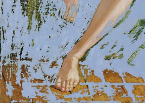 Das Detail 4 des gemäldes von Thomas Gatzemeier Dekonstruktion zeigt eine detailgetreu gemalten Fuß.