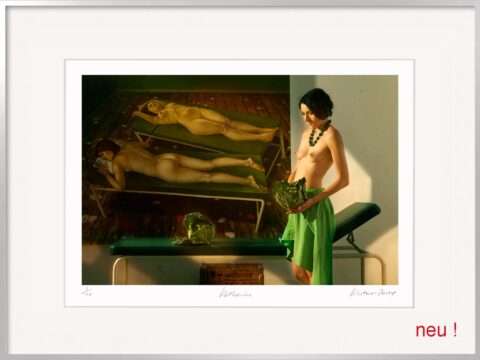 Horst Kistner Kathrin Fotografie ist eine sehr frühe Fotografie des Künstlers. Sie wurde im Atelier von Thomas Gatzemeier im Jahr 2014 aufgenommen. Auf dieser Fotografie steht eine halbnackte melancholische Frau vor einem Aktgemälde des Künstlers und hält ein Kohlkopf in den Händen.