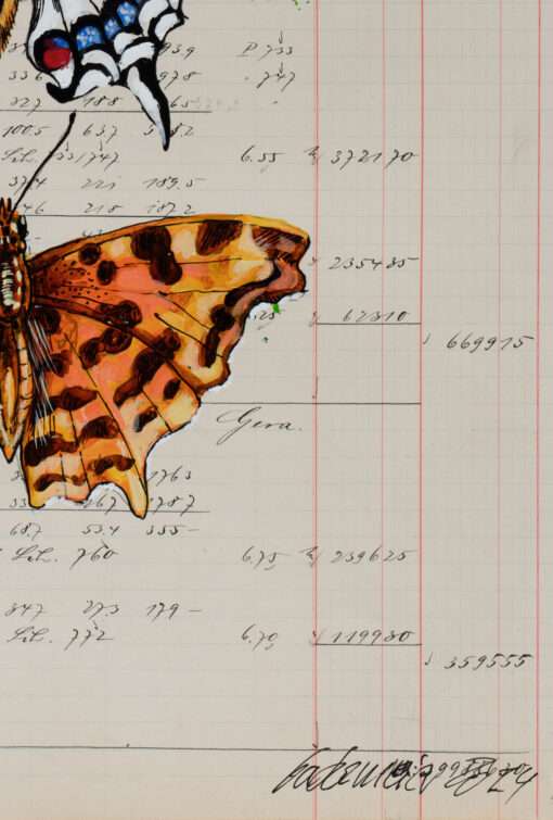 Die Natur ist für den Künstler eine ständige Muse. Thomas Gatzemeier Insecta Poetica 7 Die Leichtigkeit der Natur auf ein Kontoblatt gebannt.