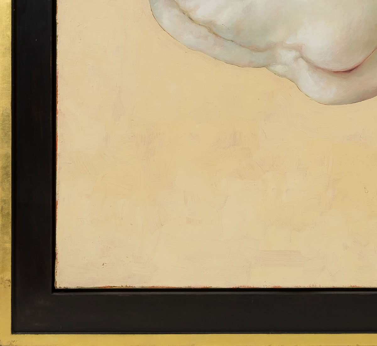 Detail von Torso und Hüfte einer liegenden weiblichen Figur in Ölmalerei von Thomas Gatzemeier, nach Pontormo, 2000, mit weichen Übergängen, subtilen Rosé-Tönen und ruhiger Komposition